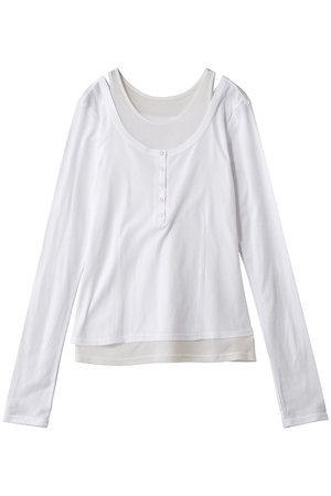 メゾンスペシャル/MAISON SPECIALのLayered Henley Neck Tops/レイヤードヘンリーネックトップス(110100/110103)