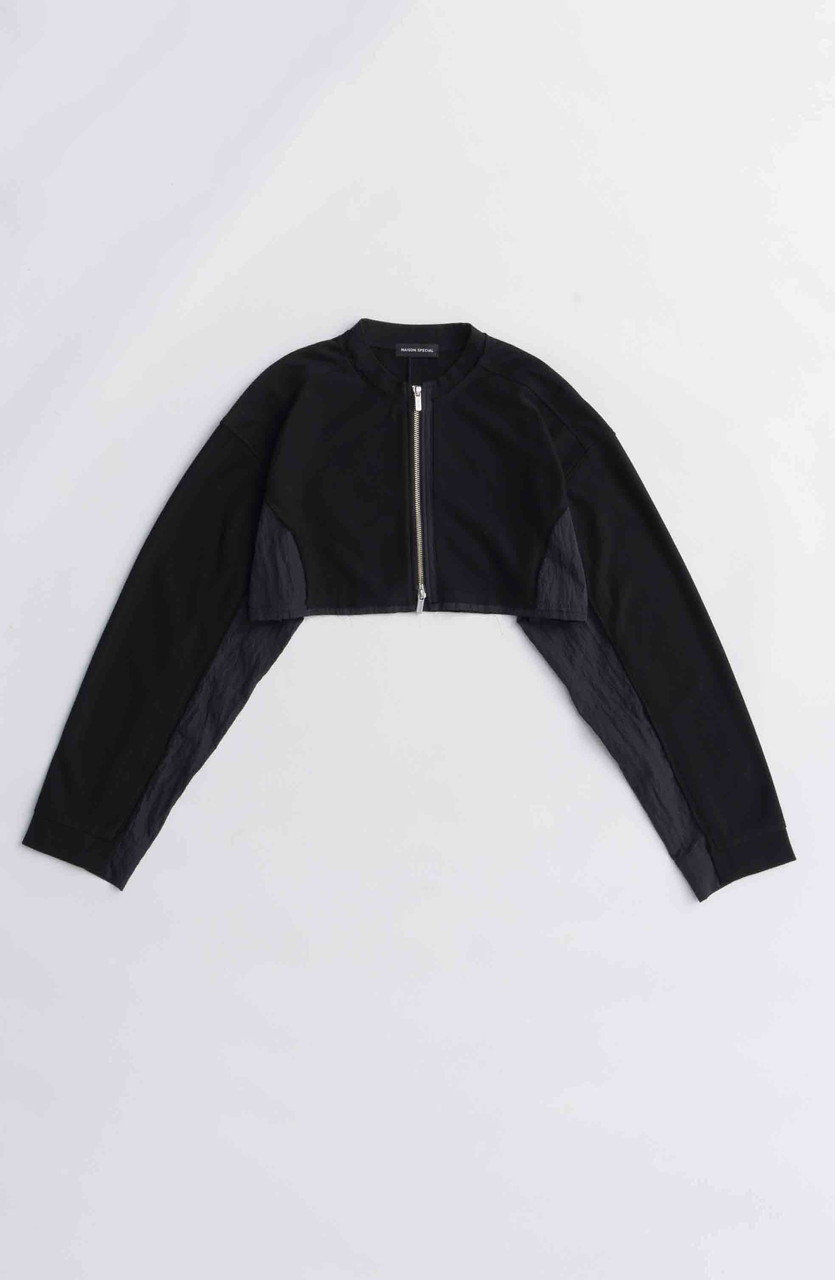 MAISON SPECIAL Different Material Docking Sweat Cardigan/異素材ドッキングスウェットカーディガン (BLK(ブラック), FREE) メゾンスペシャル ELLE SHOP MAISON SPECIAL Different Material Docking Sweat Cardigan/異素材ドッキングスウェットカーディガン (BLK(ブラック), FREE) メゾンスペシャル ELLE SHOP