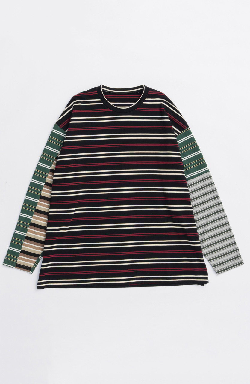 MAISON SPECIAL Multi Stripe Long Sleeve T-shirt/マルチストライプロンTEE (BLK(ブラック), FREE) メゾンスペシャル ELLE SHOP MAISON SPECIAL Multi Stripe Long Sleeve T-shirt/マルチストライプロンTEE (BLK(ブラック), FREE) メゾンスペシャル ELLE SHOP