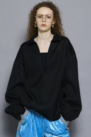 メゾンスペシャル/MAISON SPECIALのSheer Mesh Collar Pullover/シアーメッシュカラープルオーバー(110100/110103)