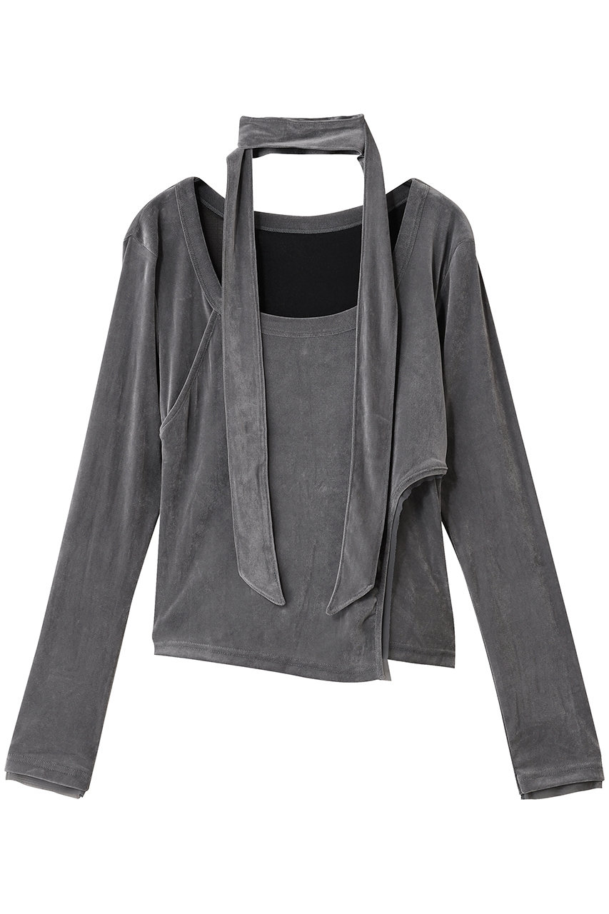 MAISON SPECIAL Sheer Velour Asymmetrical Tops/シアーベロアアシメトップス (GRY(グレー), FREE) メゾンスペシャル ELLE SHOP MAISON SPECIAL Sheer Velour Asymmetrical Tops/シアーベロアアシメトップス (GRY(グレー), FREE) メゾンスペシャル ELLE SHOP