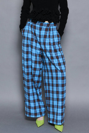 メゾンスペシャル/MAISON SPECIALのLoop Yarn Plaid Two-tuck Pants/ループチェック2タックパンツ(110600/110601)