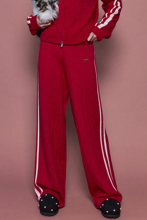 メゾンスペシャル/MAISON SPECIALのOpenwork Knitting Track Pants/透かし編みニットトラックパンツ(110600/110601)