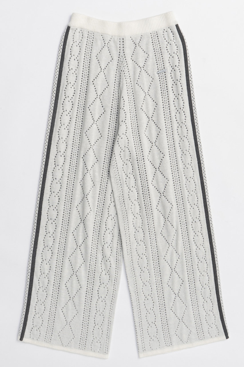 MAISON SPECIAL Openwork Knitting Track Pants/透かし編みニットトラックパンツ (WHT(ホワイト), 36) メゾンスペシャル ELLE SHOP MAISON SPECIAL Openwork Knitting Track Pants/透かし編みニットトラックパンツ (WHT(ホワイト), 36) メゾンスペシャル ELLE SHOP
