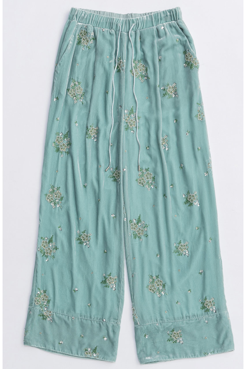 MAISON SPECIAL Beads Flower Embroidery Velor Pants/ビーズフラワーエンブロイダリーベロアパンツ (BLU(ブルー), 36) メゾンスペシャル ELLE SHOP MAISON SPECIAL Beads Flower Embroidery Velor Pants/ビーズフラワーエンブロイダリーベロアパンツ (BLU(ブルー), 36) メゾンスペシャル ELLE SHOP