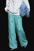 Beads Flower Embroidery Velor Pants/ビーズフラワーエンブロイダリーベロアパンツ