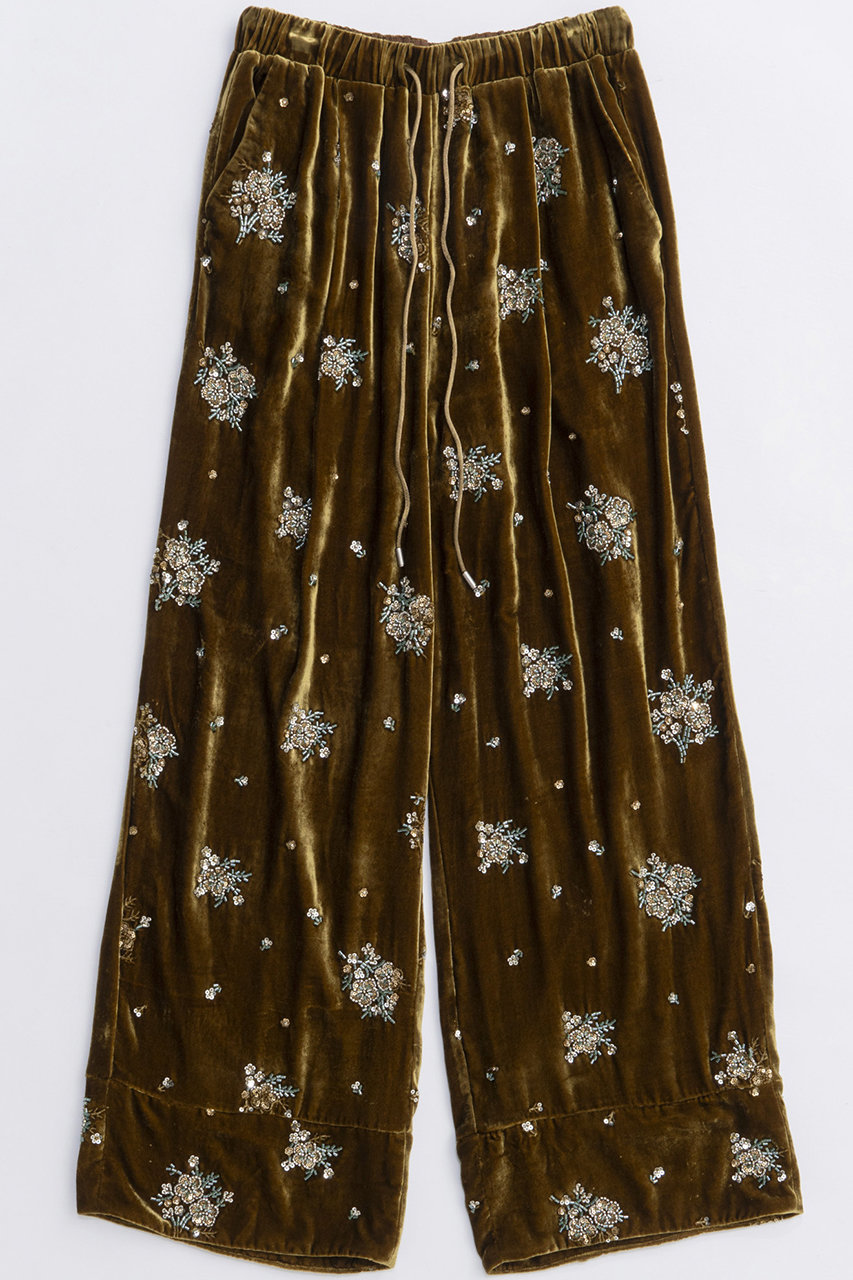 MAISON SPECIAL Beads Flower Embroidery Velor Pants/ビーズフラワーエンブロイダリーベロアパンツ (MTD(マスタード), 38) メゾンスペシャル ELLE SHOP MAISON SPECIAL Beads Flower Embroidery Velor Pants/ビーズフラワーエンブロイダリーベロアパンツ (MTD(マスタード), 38) メゾンスペシャル ELLE SHOP
