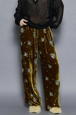 Beads Flower Embroidery Velor Pants/ビーズフラワーエンブロイダリーベロアパンツ