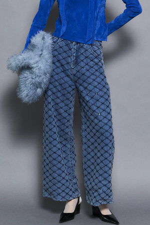 メゾンスペシャル/MAISON SPECIALのDiamond Beads Embroidery Denim Pants/ダイヤビーズエンブロイダリーデニム(110600/110604)