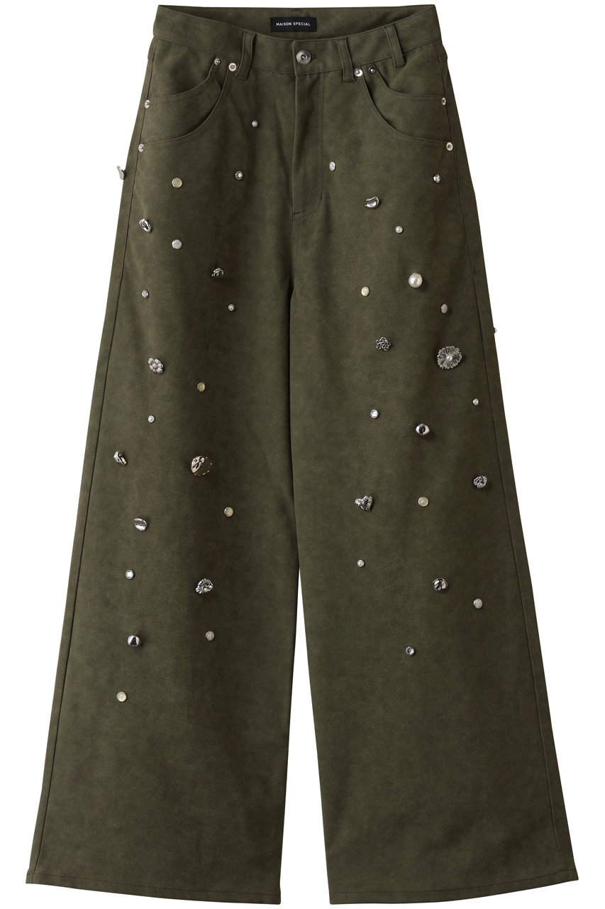 メゾンスペシャル/MAISON SPECIALのfaux Leather Bijou Pants/フェイクレザービジューパンツ(KHK(カーキ)/21252465307)