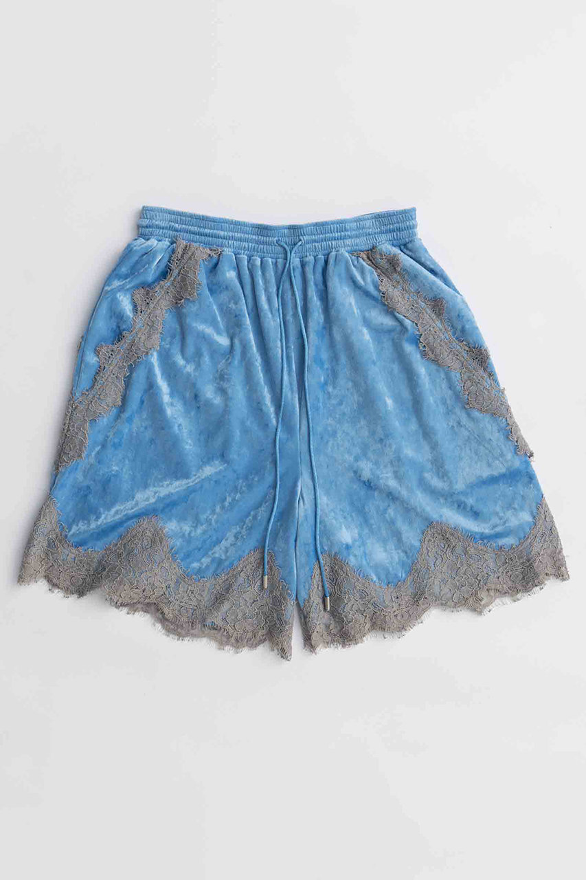 MAISON SPECIAL Hem Lace Velour Shorts/ヘムレースベロアショートパンツ (BLU(ブルー), 36) メゾンスペシャル ELLE SHOP MAISON SPECIAL Hem Lace Velour Shorts/ヘムレースベロアショートパンツ (BLU(ブルー), 36) メゾンスペシャル ELLE SHOP