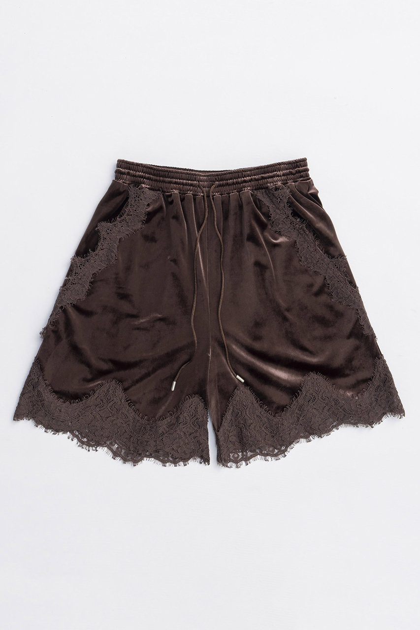 MAISON SPECIAL Hem Lace Velour Shorts/ヘムレースベロアショートパンツ (BRN(ブラウン), 36) メゾンスペシャル ELLE SHOP MAISON SPECIAL Hem Lace Velour Shorts/ヘムレースベロアショートパンツ (BRN(ブラウン), 36) メゾンスペシャル ELLE SHOP
