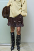 Hem Lace Velour Shorts/ヘムレースベロアショートパンツ
