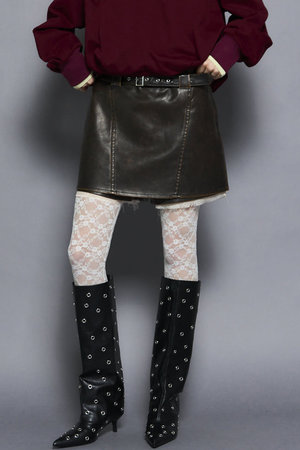 メゾンスペシャル/MAISON SPECIALのBelted faux Leather Culottes/ベルテッドフェイクレザーキュロット(110700/110704)