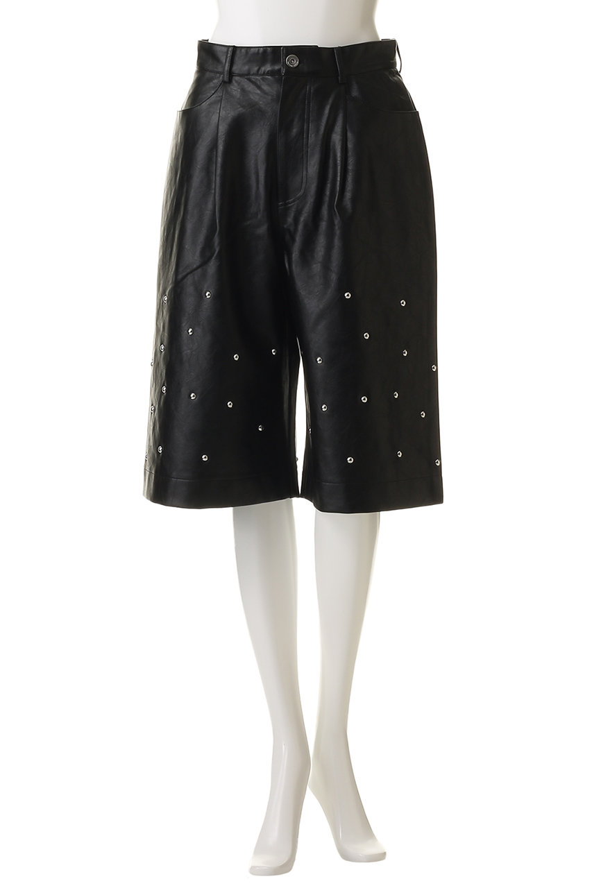 d.i.aスタッズ付きブラックレザーショートパンツ25サイズ MAISON SPECIAL(メゾンスペシャル)｜Studs Leather Shorts/スタッズ