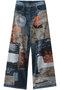 Patchwork Printed Denim Pants/パッチワークプリントデニム メゾンスペシャル/MAISON SPECIAL BLU(ブルー)