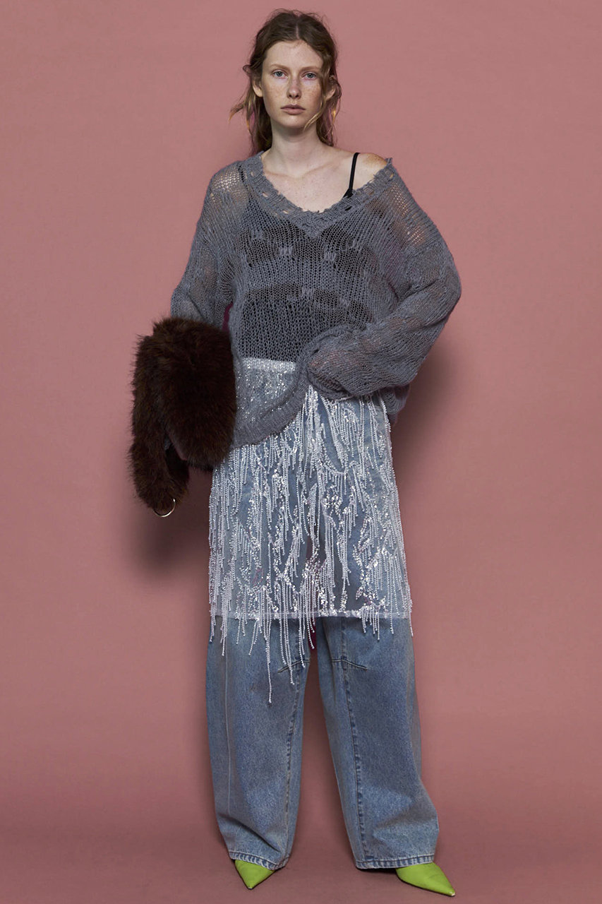 MAISON SPECIAL(メゾンスペシャル)｜Satin Combination Bijou Skirt