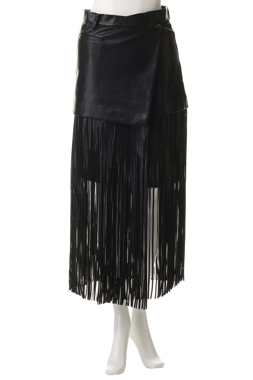 MAISON SPECIAL(メゾンスペシャル)｜faux Leather Fringe Wrap Skirt