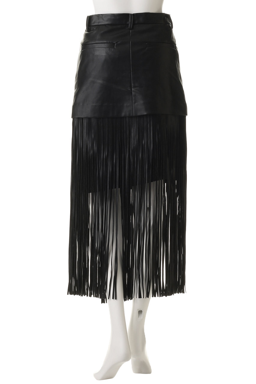 MAISON SPECIAL(メゾンスペシャル)｜faux Leather Fringe Wrap Skirt