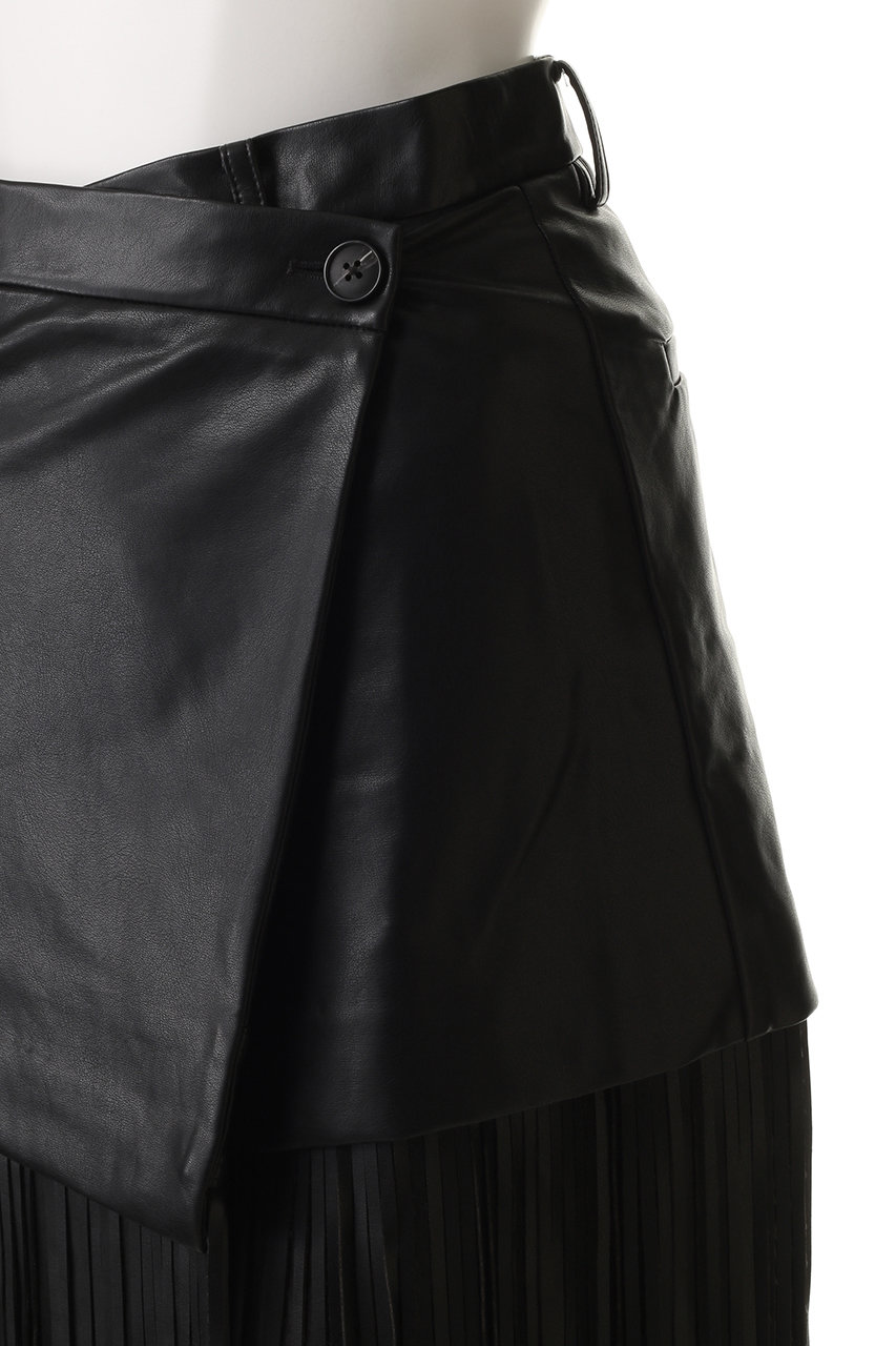 MAISON SPECIAL(メゾンスペシャル)｜faux Leather Fringe Wrap Skirt