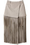 faux Leather Fringe Wrap Skirt/フェイクレザーフリンジラップスカート メゾンスペシャル/MAISON SPECIAL WHT(ホワイト)