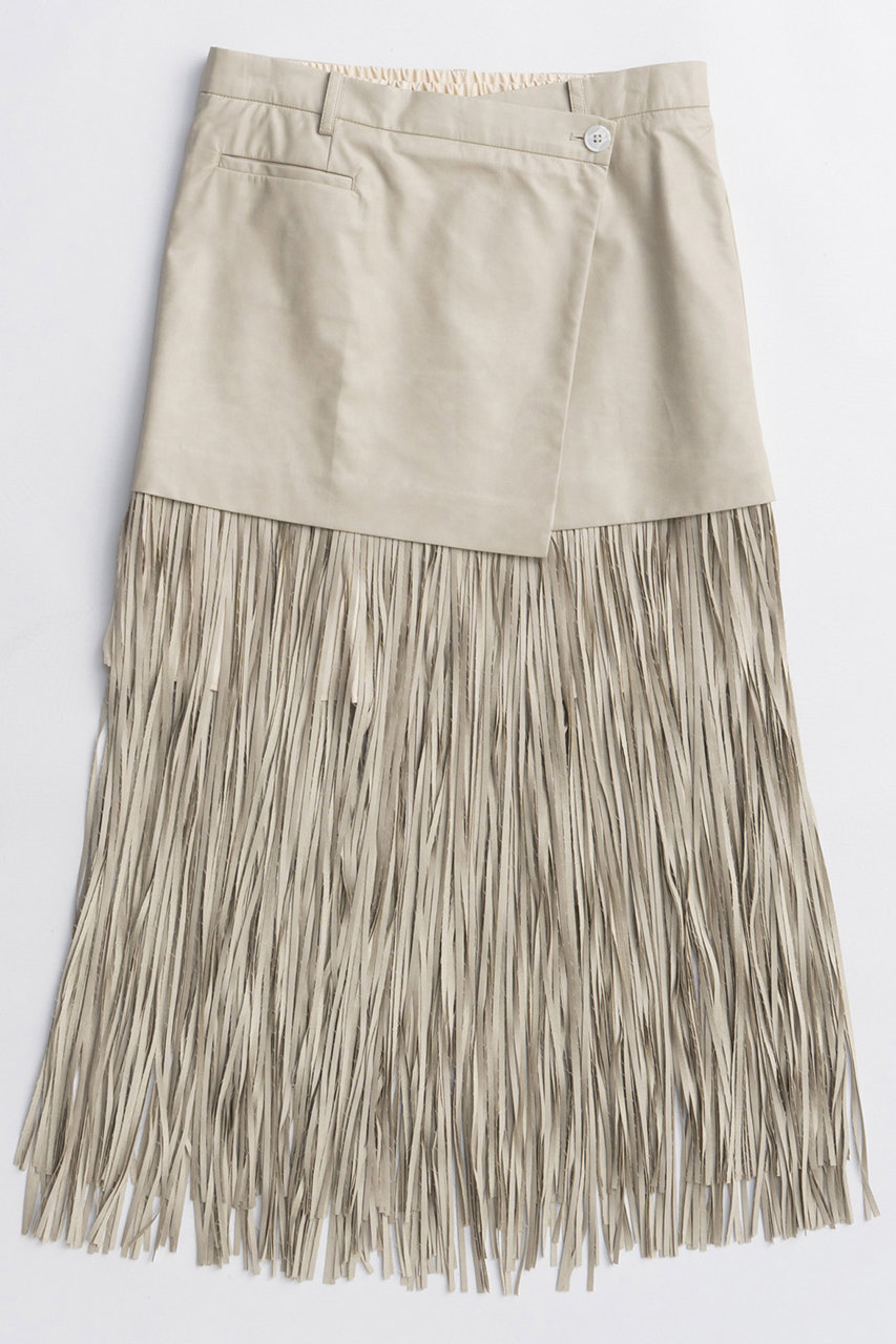 MAISON SPECIAL Vegan Leather Fringe Wrap Skirt/ヴィーガンレザーフリンジラップスカート (WHT(ホワイト), 36) メゾンスペシャル ELLE SHOP MAISON SPECIAL Vegan Leather Fringe Wrap Skirt/ヴィーガンレザーフリンジラップスカート (WHT(ホワイト), 36) メゾンスペシャル ELLE SHOP