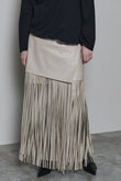faux Leather Fringe Wrap Skirt/フェイクレザーフリンジラップスカート