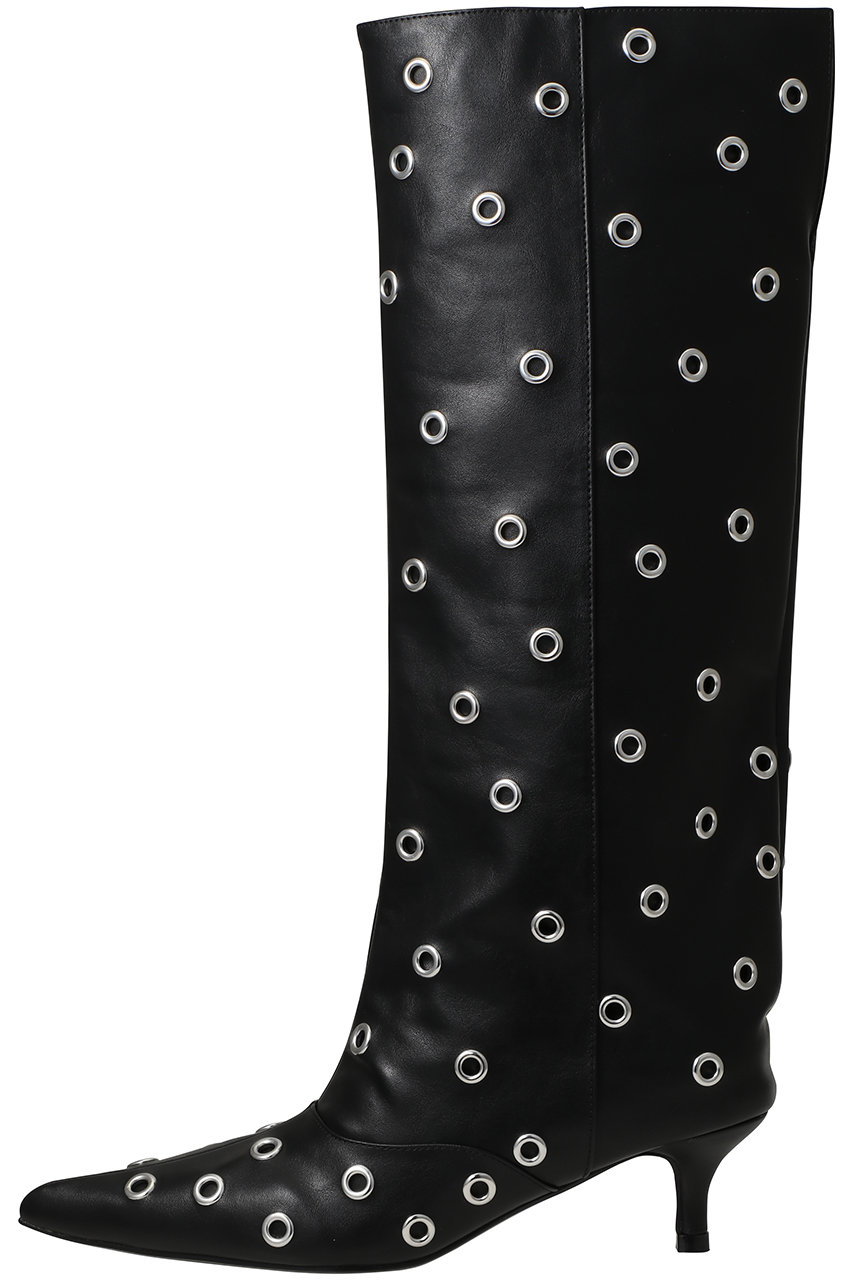MAISON SPECIAL Low Heels Studs Loose Long Boots/ローヒールルーズスタッズロングブーツ (BLK(ブラック), 37(約24cm)) メゾンスペシャル ELLE SHOP MAISON SPECIAL Low Heels Studs Loose Long Boots/ローヒールルーズスタッズロングブーツ (BLK(ブラック), 37(約24cm)) メゾンスペシャル ELLE SHOP