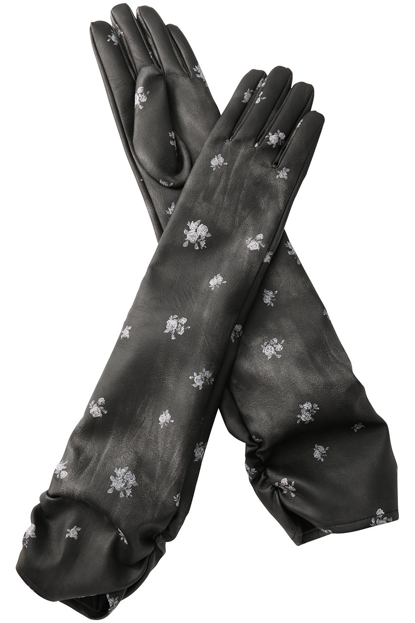 メゾンスペシャル/MAISON SPECIALのSide Gathers faux Leather Long Gloves/サイドギャザーフェイクレザーロンググローブ(BLK(ブラック)/21252665802)