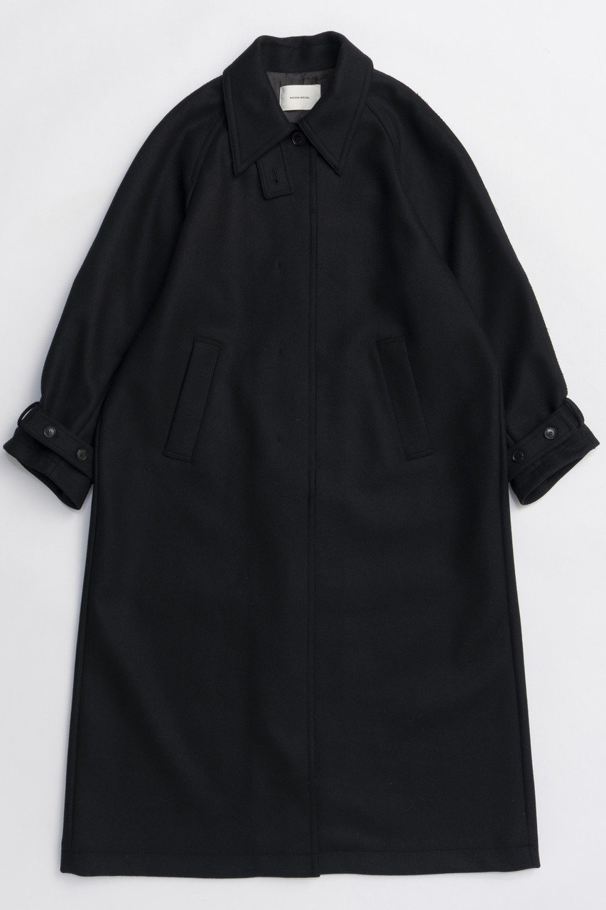 MAISON SPECIAL Clear Melton Balmacaan Coat/クリアメルトンステンカラーコート (BLK(ブラック), 36) メゾンスペシャル ELLE SHOP