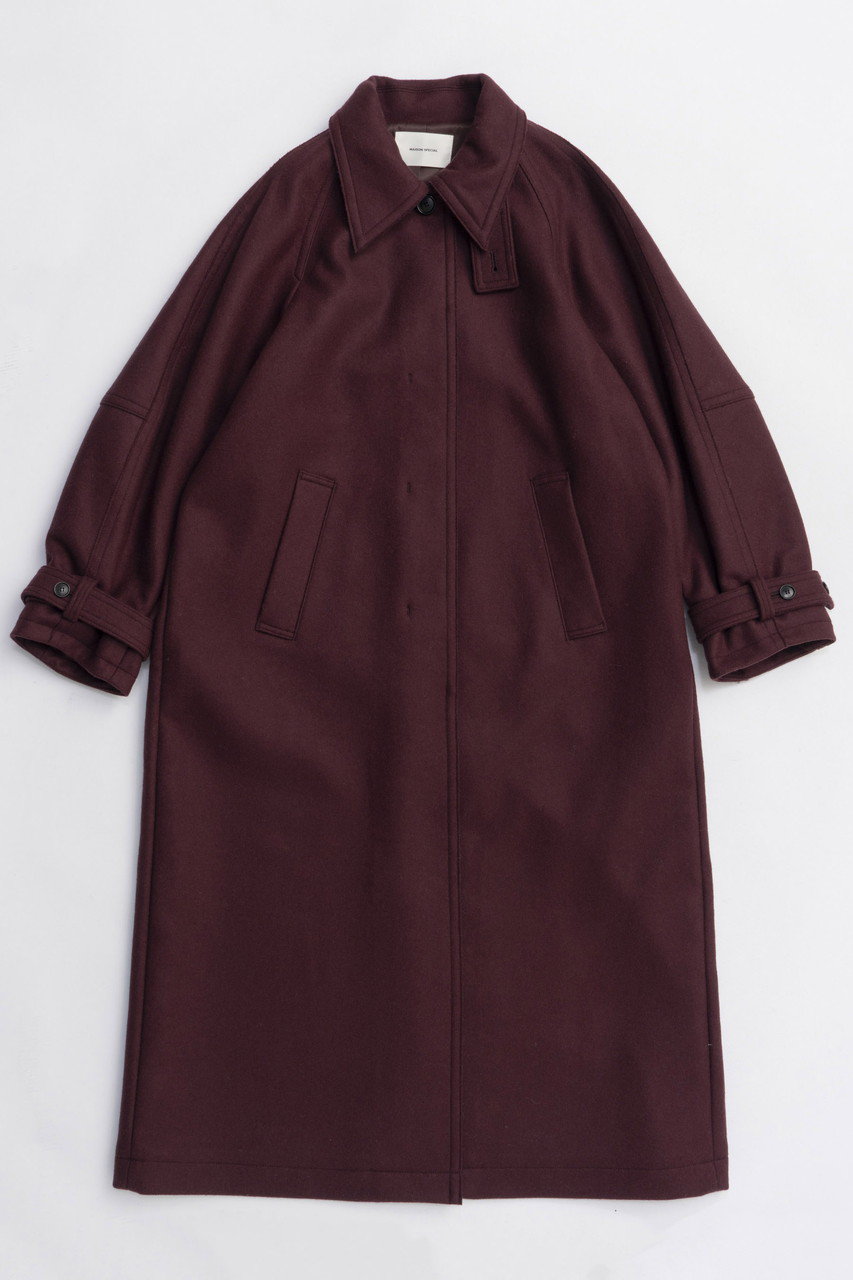MAISON SPECIAL Clear Melton Balmacaan Coat/クリアメルトンステンカラーコート (BRD(ボルドー), 36) メゾンスペシャル ELLE SHOP