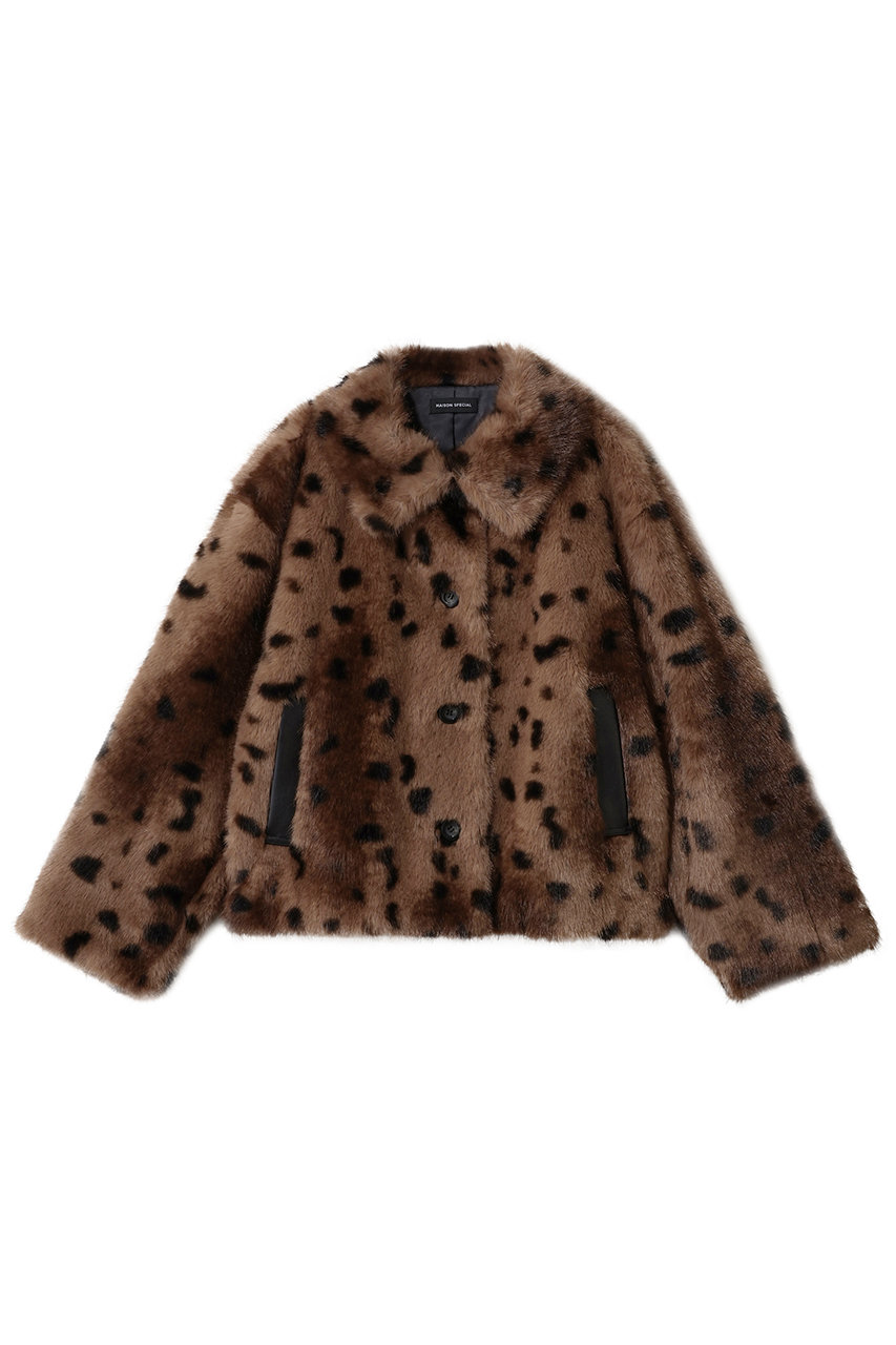 メゾンスペシャル/MAISON SPECIALのAnimal Pattern Faux Fur Coat/アニマルパターンフェイクファーコート(BRN(ブラウン)/21252165308)