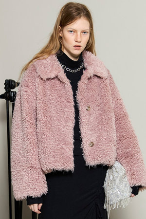 メゾンスペシャル/MAISON SPECIALのPink Faux Fur Coat/ピンクフェイクファーコート(110900/110903)
