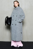 Ribbon Collar Shaggy Long Coat/リボンカラーシャギーロングコート