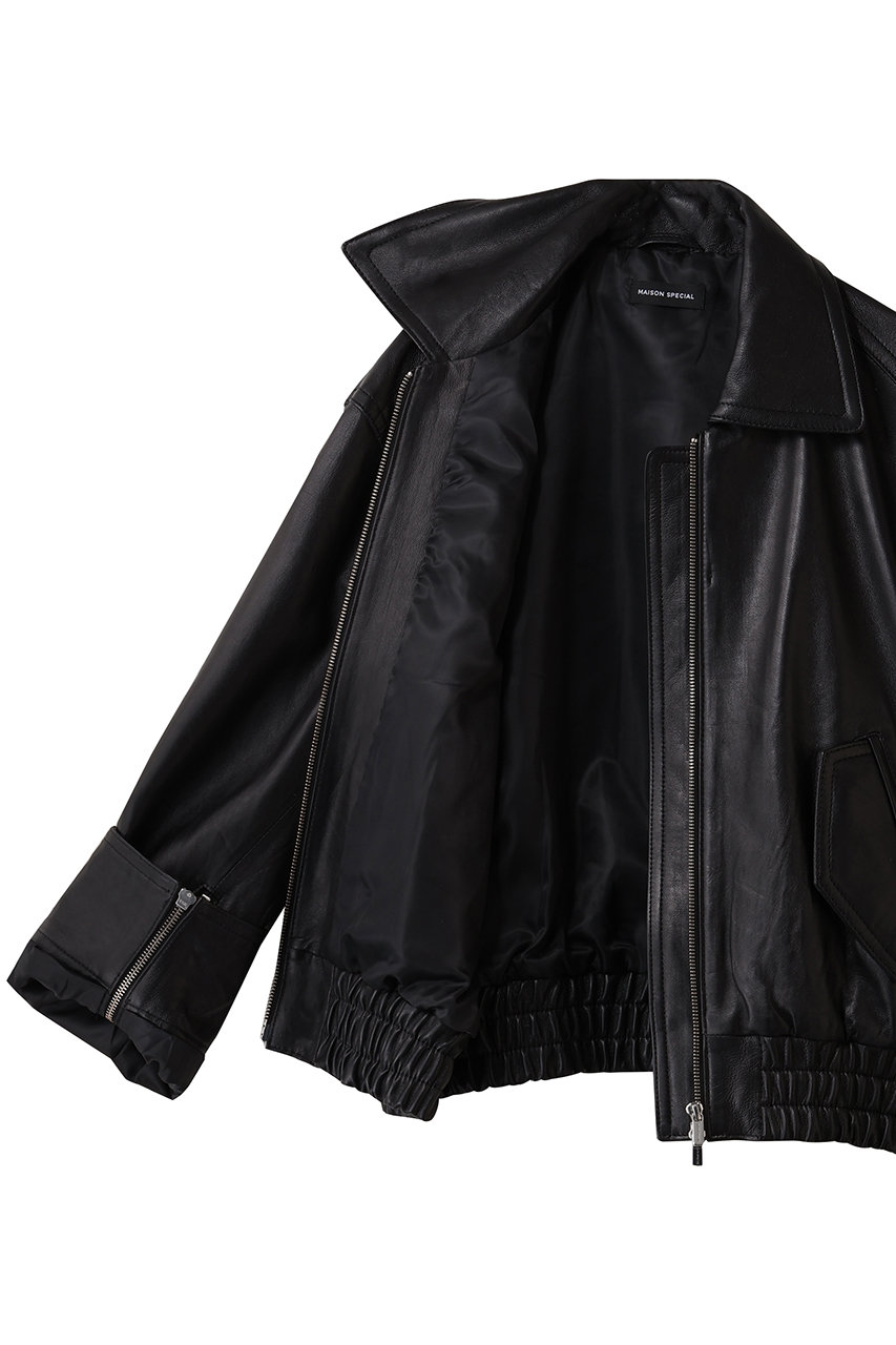 MAISON SPECIAL メゾンスペシャル トップス ブラック MAISON SPECIAL(メゾンスペシャル)｜Ruffled Hem Chenille Knit Tops