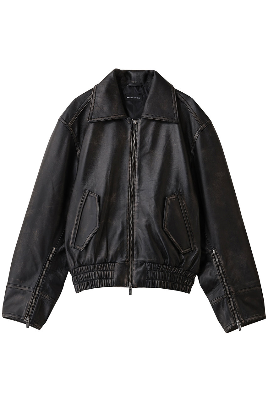 メゾンスペシャル/MAISON SPECIALのReal Leather Zip Blouson/リアルレザージップブルゾン(D.BLK(ブラック)/21252215803)