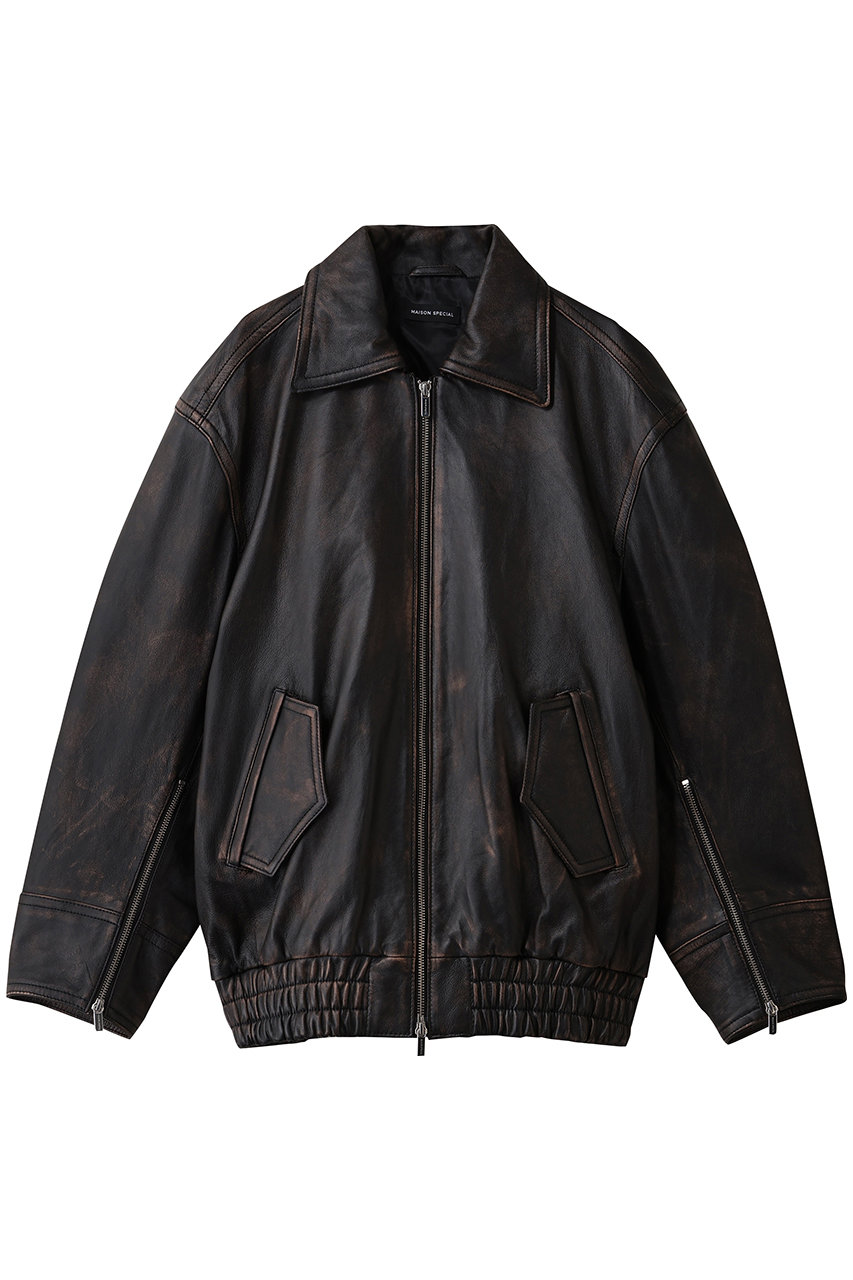 Oversized Real Leather Zip Blouson/オーバーサイズリアルレザージップブルゾン