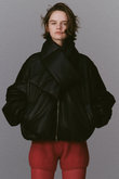 Leather Puffer Jacket With Muffler/マフラーセットレザーパッファーブルゾン