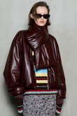 Leather Puffer Jacket With Muffler/マフラーセットレザーパッファーブルゾン