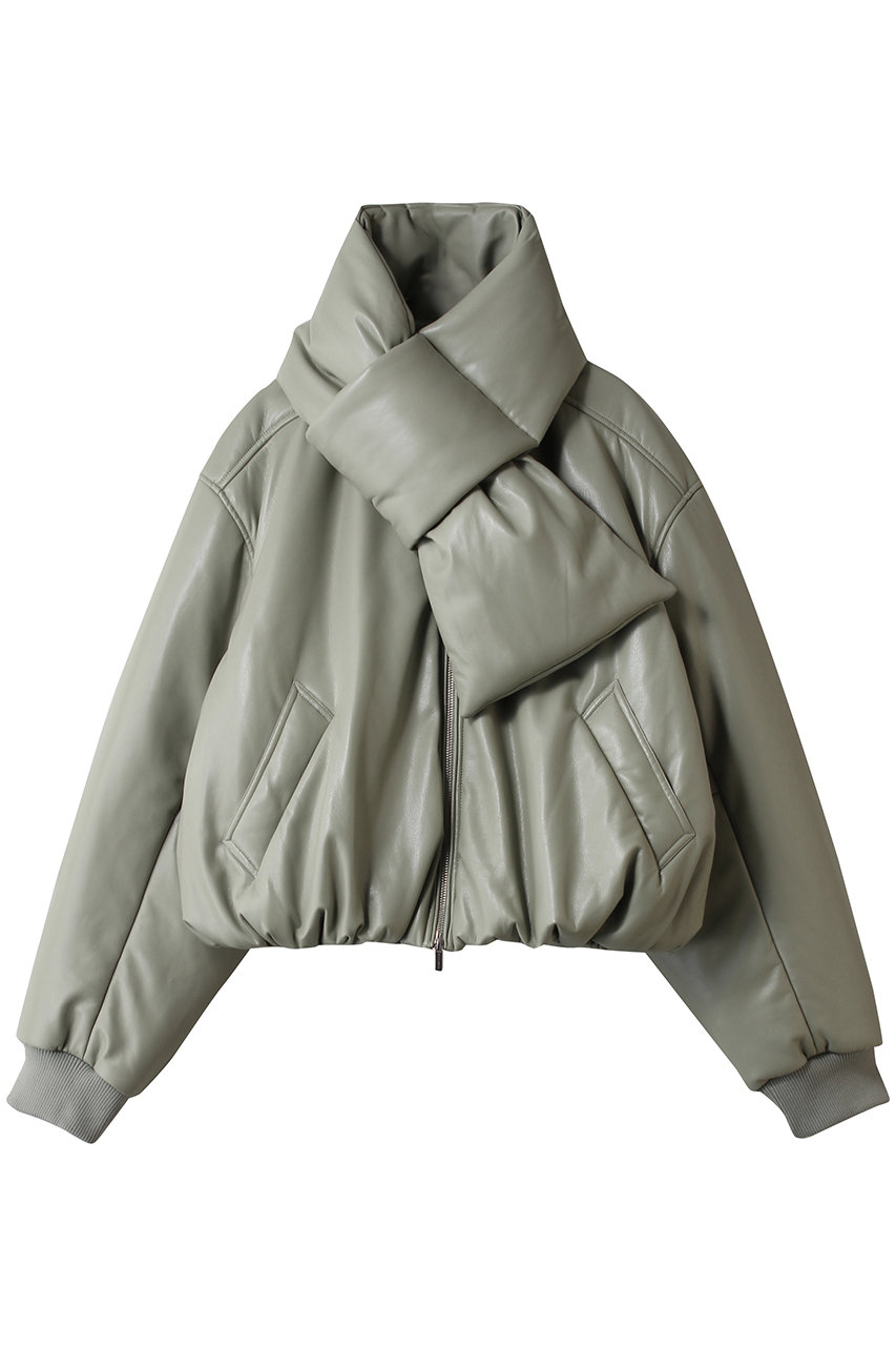 メゾンスペシャル/MAISON SPECIALのLeather Puffer Jacket With Muffler/マフラーセットレザーパッファーブルゾン(M.GRN(ミントグリーン)/21252216007)