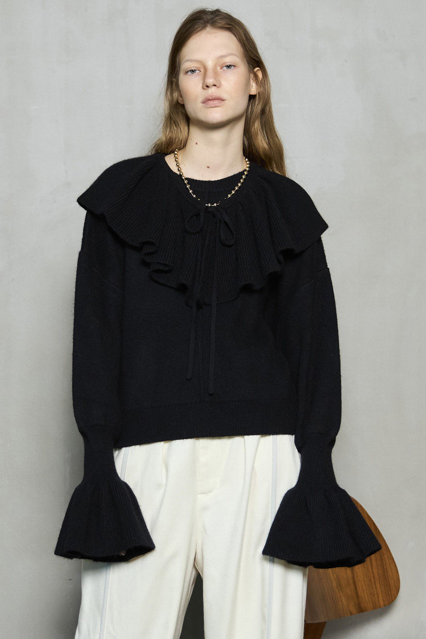 【美品】  Maison Special / メゾンスペシャル | Washer Ruffle Tops ワッフル ノースリーブ トップス | F | ブラック | レディース MAISON SPECIAL(メゾンスペシャル)｜Tulle Ruffle Sleeves Tops