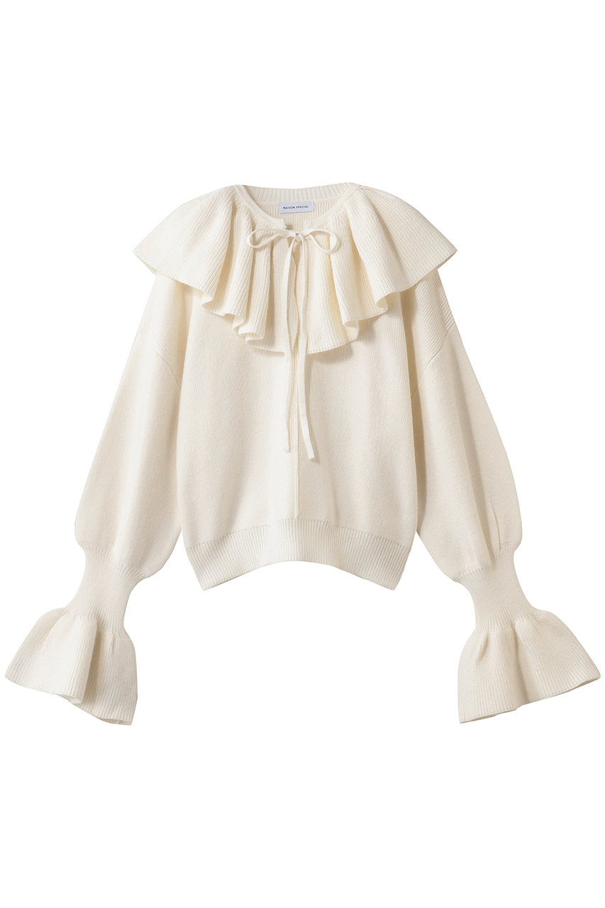 メゾンスペシャル/MAISON SPECIALの2way Ruffle Collar Knit/2WAYラッフルカラーニット(WHT(ホワイト)/21252365212)