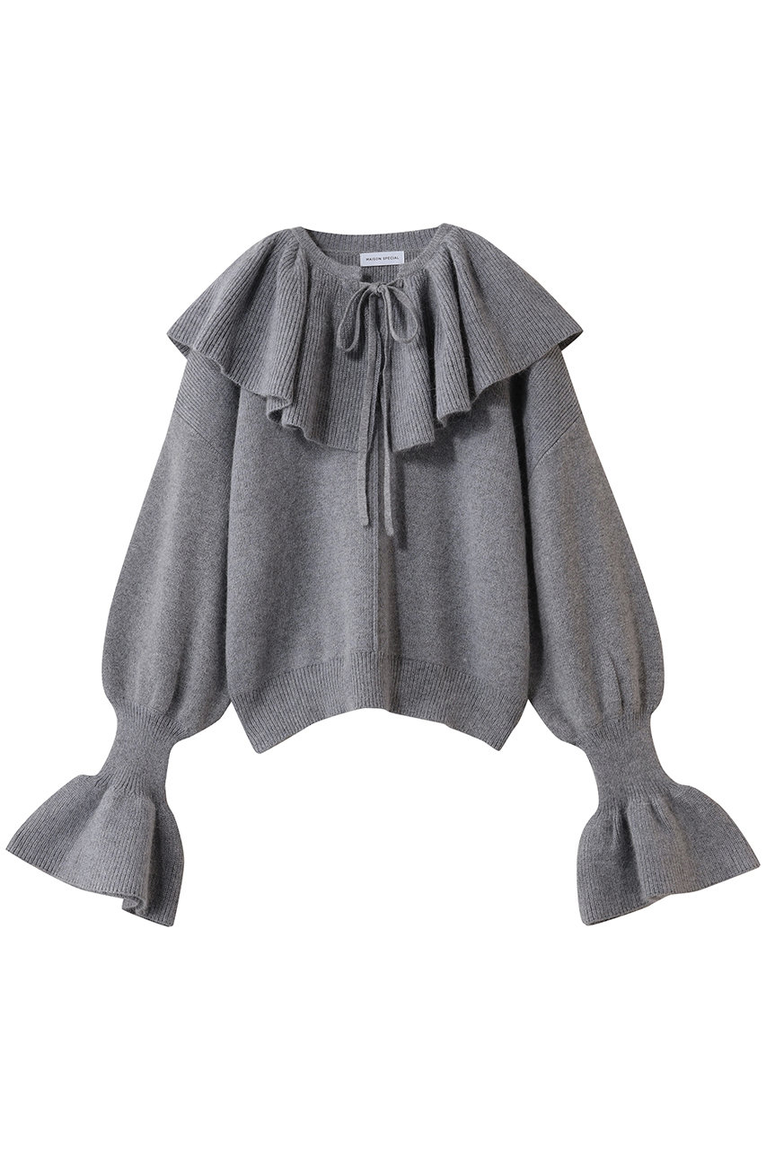 メゾンスペシャル/MAISON SPECIALの2way Ruffle Collar Knit/2WAYラッフルカラーニット(GRY(グレー)/21252365212)