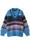 Mokemoke Argyle Knit Pullover/モケモケアーガイルニット メゾンスペシャル/MAISON SPECIAL BLU(ブルー)