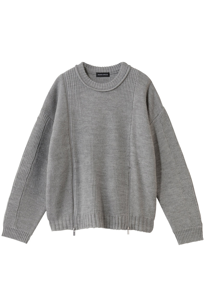 メゾンスペシャル/MAISON SPECIALのLong Zipper Knit Pullover/ロングファスナ－ニット(GRY(グレー)/21252365708)