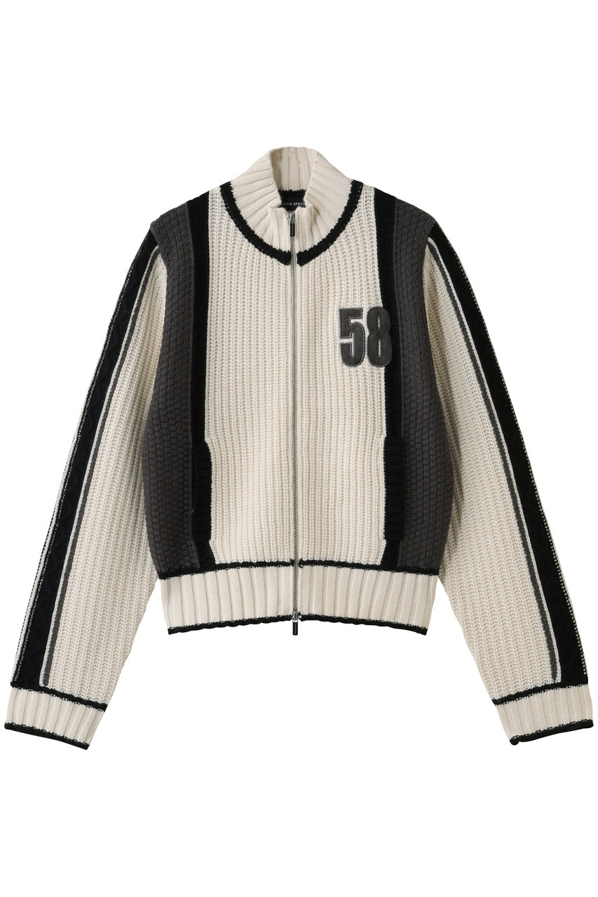 メゾンスペシャル/MAISON SPECIALのNumbering High Neck Zip Knit Tops/ナンバリングハイネックジップニット(WHT(ホワイト)/21252365709)