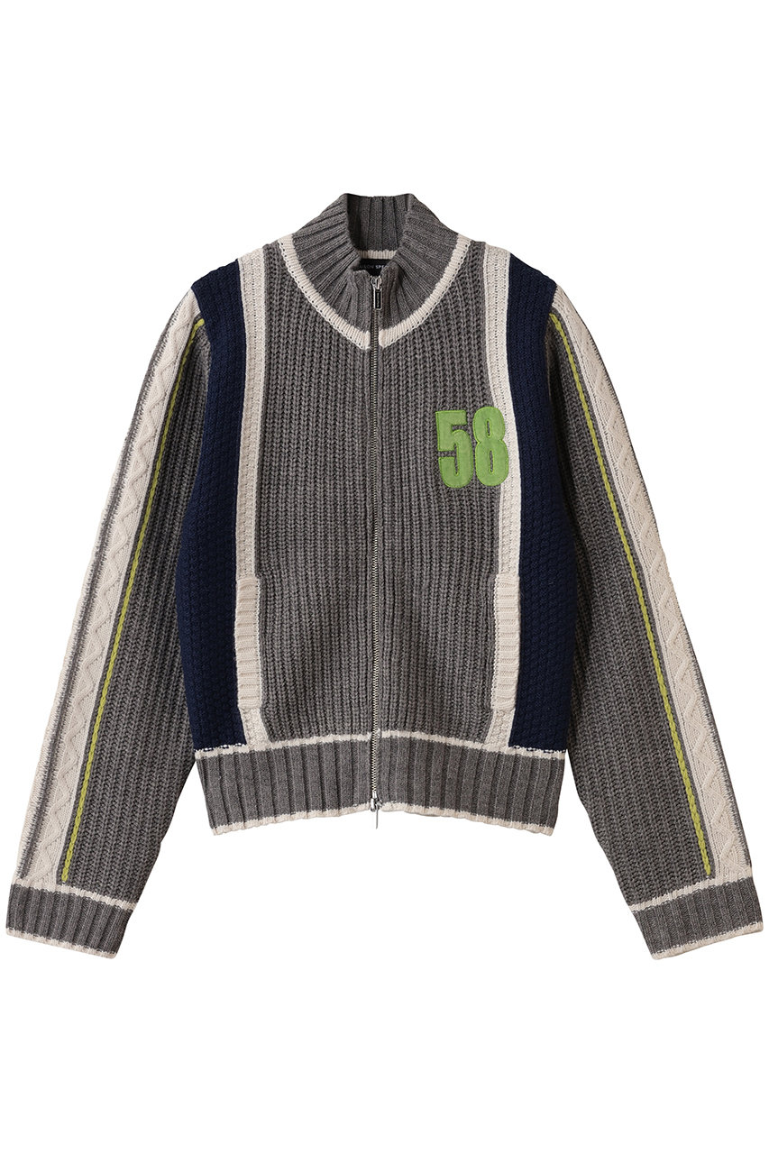 メゾンスペシャル/MAISON SPECIALのNumbering High Neck Zip Knit Tops/ナンバリングハイネックジップニット(GRY(グレー)/21252365709)