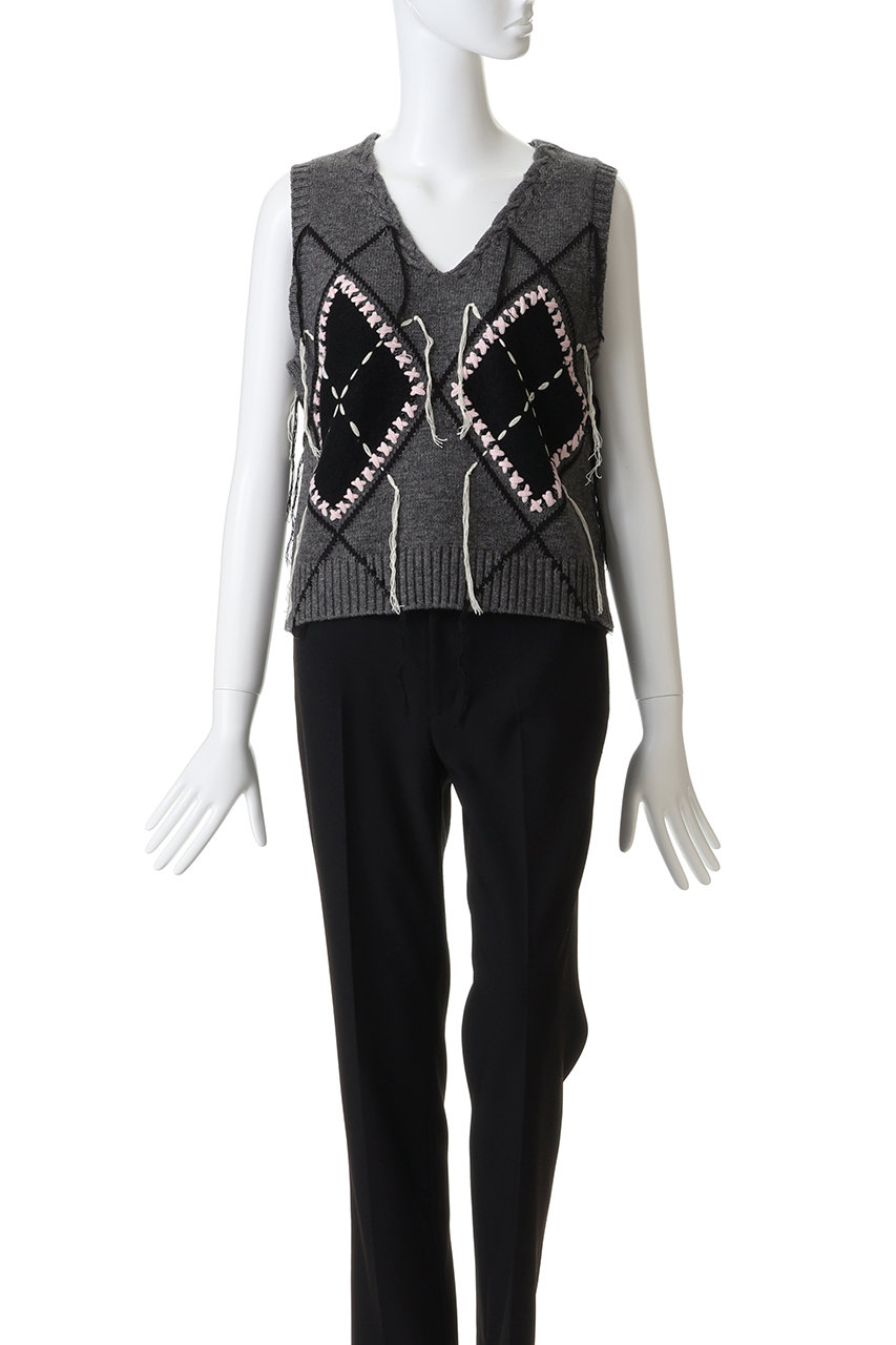 MAISON SPECIAL(メゾンスペシャル)｜Stitch Argyle Knit Vest/ステッチ