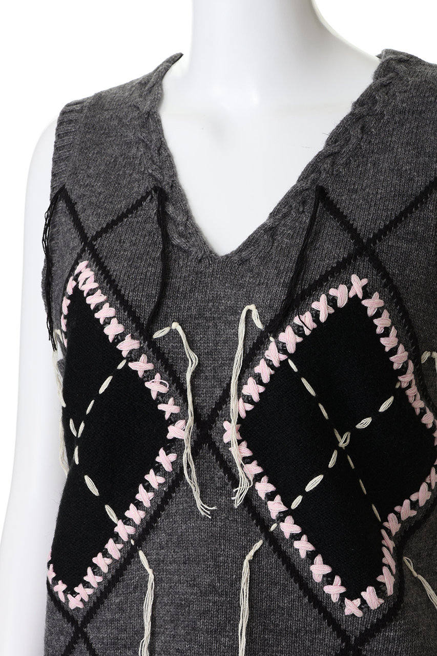 MAISON SPECIAL(メゾンスペシャル)｜Stitch Argyle Knit Vest/ステッチ