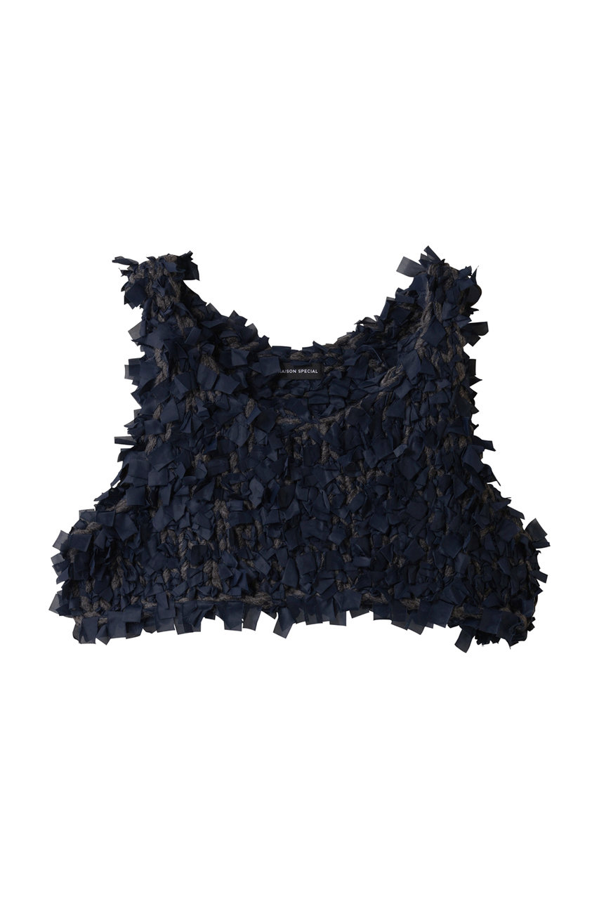 メゾンスペシャル/MAISON SPECIALのRibbon Knit Camisole Tops/リボンニットキャミトップス(NVY(ネイビー)/21252365808)